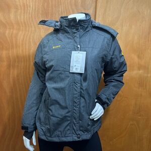 GEMYSE Mountain Waterproof Ski Gray Jacket Windproof Snow Coat with Hood Size M